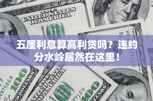 武汉五厘利息算高利贷吗？违约分水岭居然在这里！